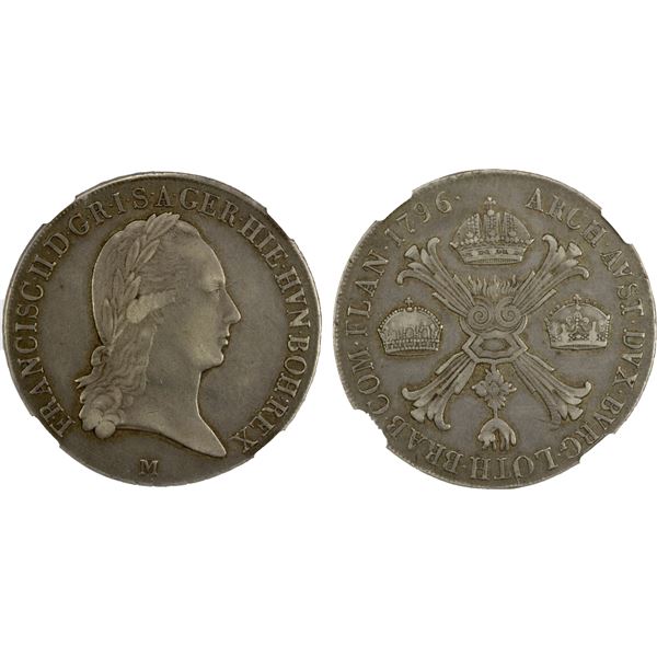 AUSTRIAN NETHERLANDS: Franz II, 1792-1806, AR kronentaler, 1796-M, NGC VF35