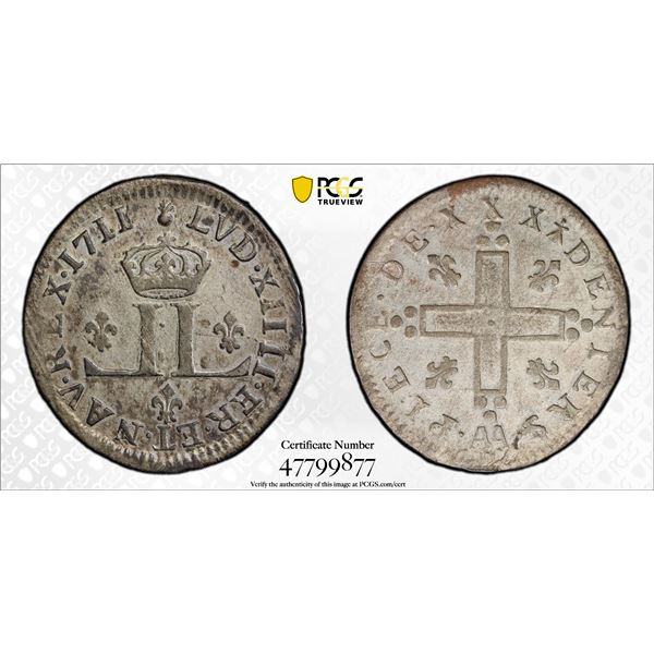 FRANCE: Louis XIV, 1643-1715, 30 deniers, 1711-AA, PCGS AU50