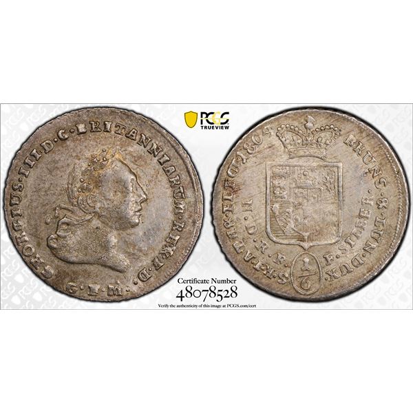 GERMANY: BRUNSWICK-CALENBERG-HANNOVER: George III, 1760-1814, AR 1/6 thaler, Clausthal, 1804, PCGS A