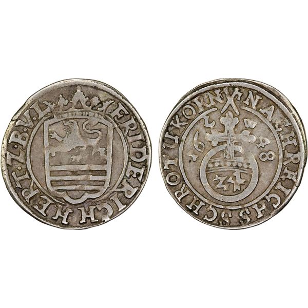 GERMANY: BRUNSWICK-LÜNEBURG-CELLE: Christian Ludwig, 1648-1665, AR 1/24 thaler, 1667-LW, VF
