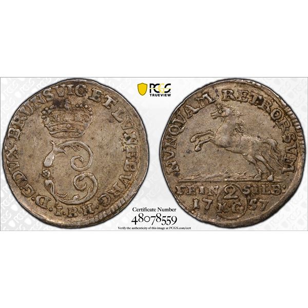 GERMANY: BRUNSWICK-WOLFENBÜTTEL: Karl I, 1735-1780, AR 2 mariengroschen, 1757, PCGS AU53