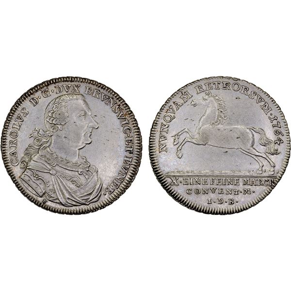 GERMANY: BRUNSWICK-WOLFENBÜTTEL: Karl I, 1735-1780, AR thaler, 1764-IDB, XF