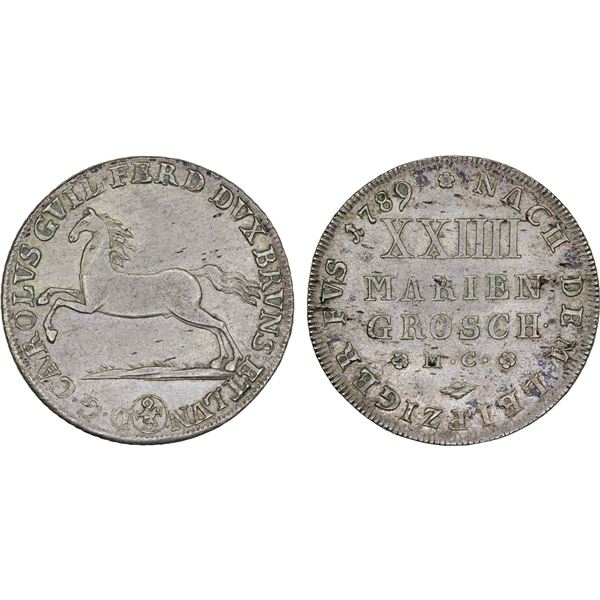 GERMANY: BRUNSWICK-WOLFENBÜTTEL: Karl Wilhelm Ferdinand, 1780-1806, AR 24 mariengroschen, 1789, AU