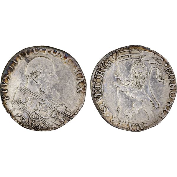 ITALY: BOLOGNA: Pius V, 1566-1572, AR bianco (4.45g), ND (1567-72), F-VF