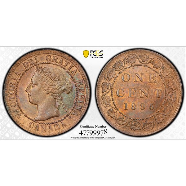 CANADA: Victoria, 1858-1901, AE cent, 1895, PCGS MS64 RB
