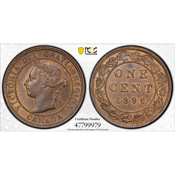 CANADA: Victoria, 1858-1901, AE cent, 1896, PCGS MS64 BN