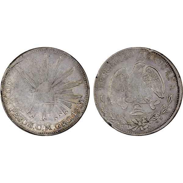 MEXICO: Revolutionary Issue: Guerrero, AR 2 pesos, Campo Morado, 1915-C.M.GRO., VF