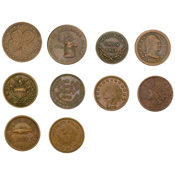 UNITED STATES: LOT of 10 AE cent tokens