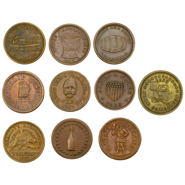 UNITED STATES: LOT of 10 AE cent tokens