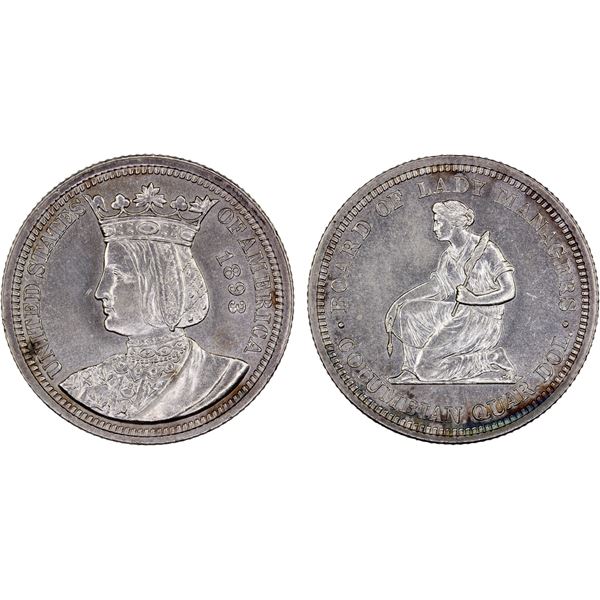 UNITED STATES: AR 25 cents, 1893, UNC