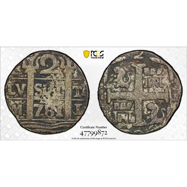 VENEZUELA: Fernando VII, 1808-1821, AR 2 reales, ND (1802-1830) "781", PCGS VF details