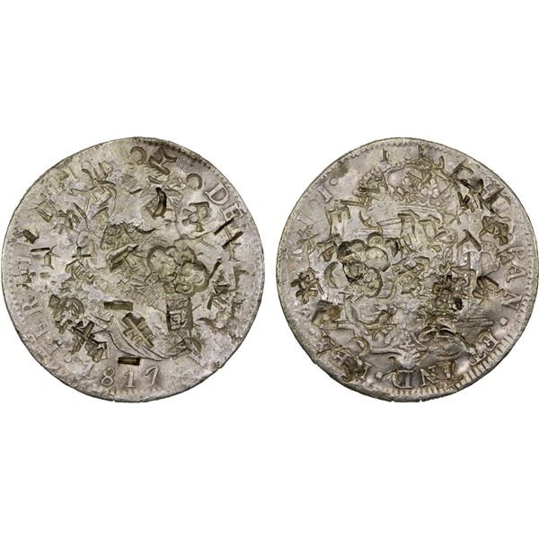 CHINA: CHOPMARKED COINS: MEXICO: Fernando VII, 1808-1821, AR 8 reales, 1817-Mo, Fine