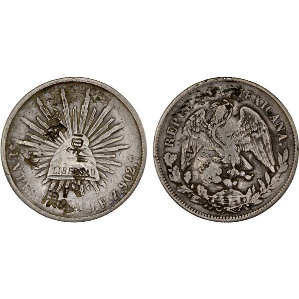 CHINA: CHOPMARKED COINS: MEXICO: Republic, AR peso, 1899-Zs, VF