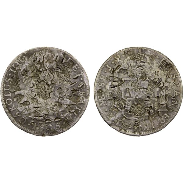 CHINA: CHOPMARKED COINS: PERU: Carlos IIII, 1788-1808, AR 8 reales, 1805-LM, Fine