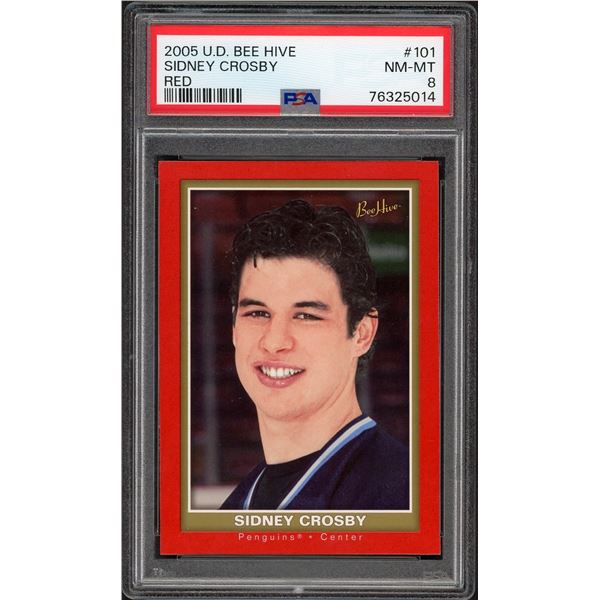 2005 Upper Deck BEE HIVE Sidney Crosby ROOKIE Red Parallel - PSA 8