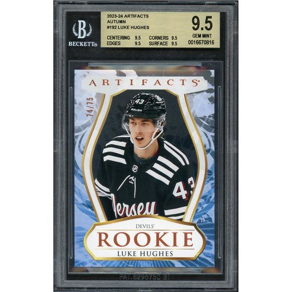 2023 Upper Deck Artifacts Luke Hughes "Autumn" #74/75 - BGS 9.5