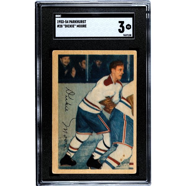 1953-54 Parkhurst #28 Dickie Moore (SGC 3)