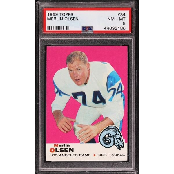 1969 Topps #34 Merlin Olsen (PSA 8)