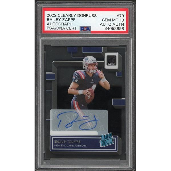 2022 Clearly Donuss Bailey Zappe rated rookie autograph - PSA 10