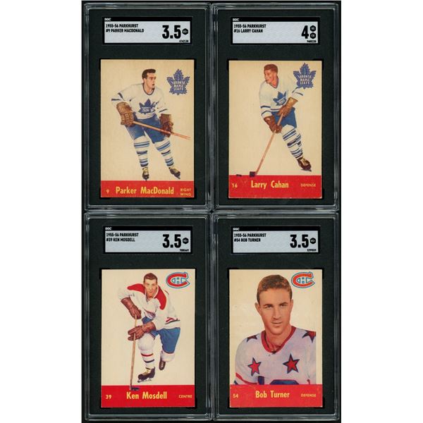 Lot of 4 x SGC-graded 1955-56 Parkhurst Hockey Cards (RCs)