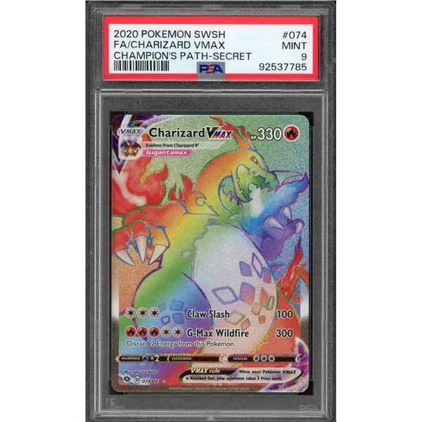 2020 Pokémon Charizard VMAX secret rare - Champions Path - PSA 9