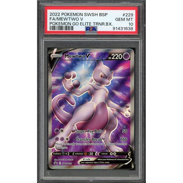2022 Pokémon Mewtwo Full art V - Pokémon GO ETB - PSA 10