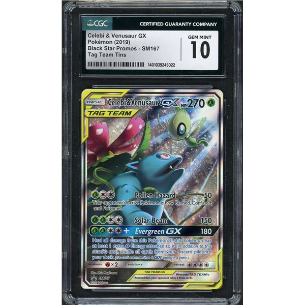 2019 Pokémon Celebi & Venusaur GX Black Star Promo - Tag Team - CGC 10
