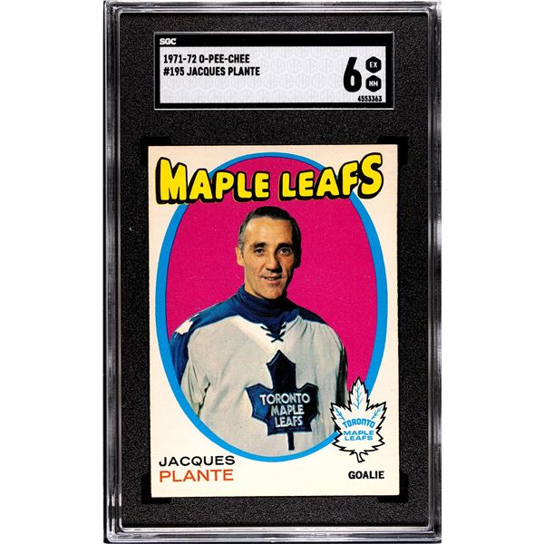 1971-72 O-Pee-Chee #195 Jacques Plante (SGC 6)