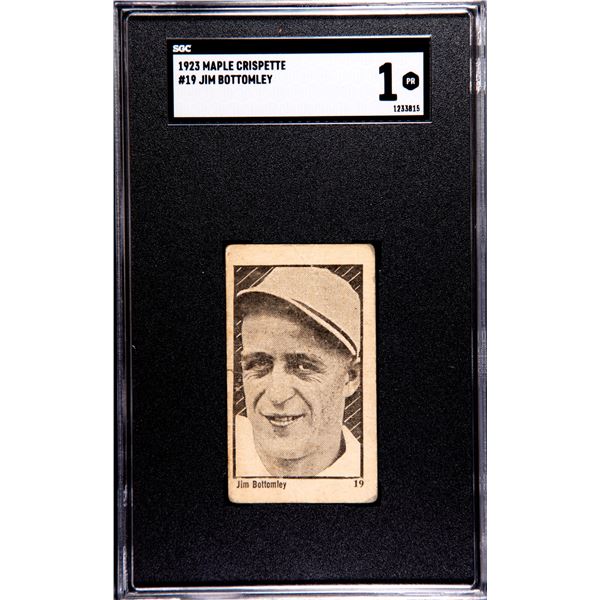 1925 Maple Crispette #19 Jim Bottomley (SGC 1) Rare!!