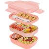 Image 1 : NEW BENTO BOX ADULT LUNCH BOX 3 LAYER - PINK
