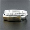 Image 2 : 14k Two Tone Gold 0.05 ctw Pave Diamond Polished Crossover Wide Dual Band Ring