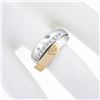 Image 3 : 14k Two Tone Gold 0.05 ctw Pave Diamond Polished Crossover Wide Dual Band Ring