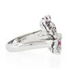Image 5 : 18k White Gold 0.45 ctw Round Pink Sapphire & Diamond Bypass Flower Cocktail Rin