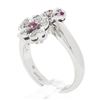 Image 9 : 18k White Gold 0.45 ctw Round Pink Sapphire & Diamond Bypass Flower Cocktail Rin