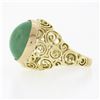 Image 6 : 14k Yellow Gold Large 16mm Round Cabochon Bezel Green Jade Spiral Open Work Ring