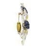 Image 6 : Vintage 18k Gold & Platinum 6 ctw GIA Sapphire & Diamond Flower Branch Pin Brooc