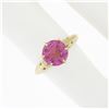 Image 4 : Antique Victorian 10k Gold GIA Lab Grown Old Round Pink Sapphire Solitaire Ring