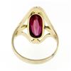 Image 6 : Antique Victorian 10k Yellow Gold Elongated Oval Buff Top Red Stone Open Ring