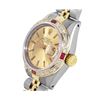 Image 3 : Rolex Ladies Two Tone Champagne Index Diamond And Ruby Date Wristwatch