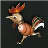 Image 2 : Vintage 14k Gold Banded Agate & Multicolor Enamel Running Rooster Pin Brooch