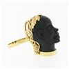 Image 5 : Vintage 14k Yellow Gold Carved Face Detailed Blackamoor Ring w Open Work Setting