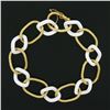Image 6 : Italian Giovanni Marchiso White Ceramic & 18k Gold Textured Link Chain Bracelet