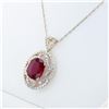 Image 2 : 16.70 ctw Ruby and 3.40 ctw Diamond 14K White and Yellow Gold Pendant