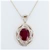 Image 3 : 16.70 ctw Ruby and 3.40 ctw Diamond 14K White and Yellow Gold Pendant