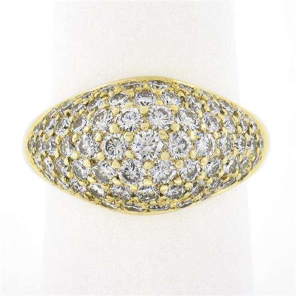 Kurt Wayne 18k Gold 2.25 ctw Pave Round Brilliant Diamond Wide Domed Band Ring