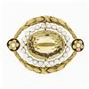 Image 2 : Antique Art Nouveau Handmade 14k Gold GIA Citrine & Seed Pearl Etched Pin Brooch