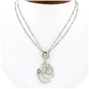 Image 1 : 14k White Gold 2.06 ctw GIA Large Diamond Open Swirl Dangle Pendant w/ Dual Chai