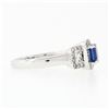 Image 6 : 18K White Gold 1.70 ctw AGL Emerald Step Cut Royal Blue Sapphire & Diamond Ring