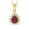 Image 2 : NEW 14k Gold 0.73 ctw Pear Ruby & Diamond Halo Petite Teardrop Pendant w/ Chain