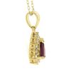 Image 4 : NEW 14k Gold 0.73 ctw Pear Ruby & Diamond Halo Petite Teardrop Pendant w/ Chain